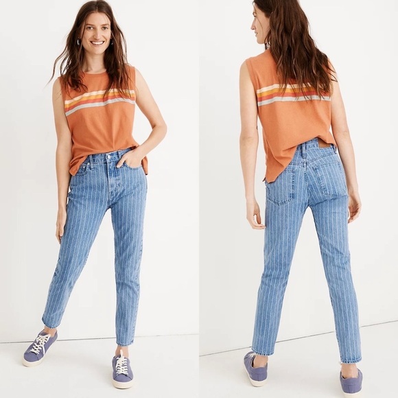 Madewell The Perfect‎ Vintage Crop Pinstripe Edition Jeans - Picture 1 of 6
